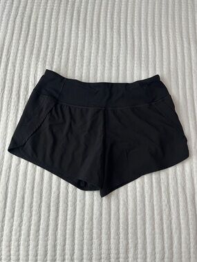 High-Rise Black Athletic Shorts with Built-In Liner
